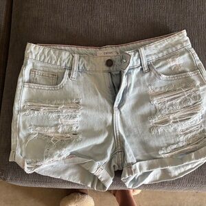 Light Blue Distressed Denim Shorts